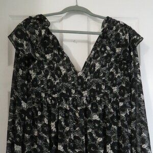 NWT $128 Free People Black and White Ruffle Dress Size XS X-Small